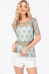 Short Sleeved Floral Lace Top