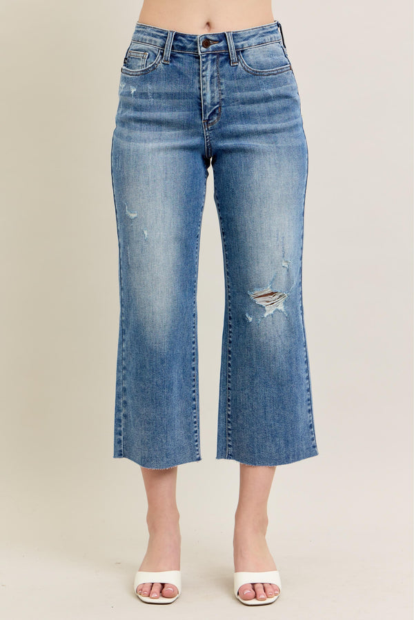 Harmony Distressed Wide Leg Denim