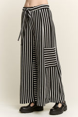 Curvy Black Stripe Wide Leg Pant
