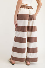 Light Brown Striped Straight Leg Sweatpants