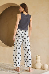Polka Dot Barrel Pants With Bow Pockets
