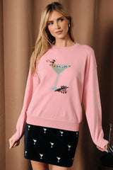 Pink "Cocktail Dog" Graphic Sweater