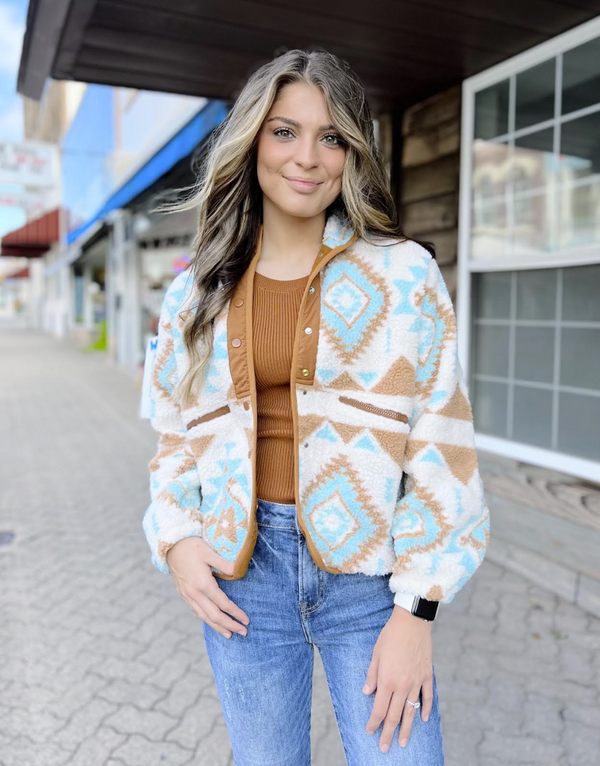 Simply Southern Fuzzy Aztec Button Up