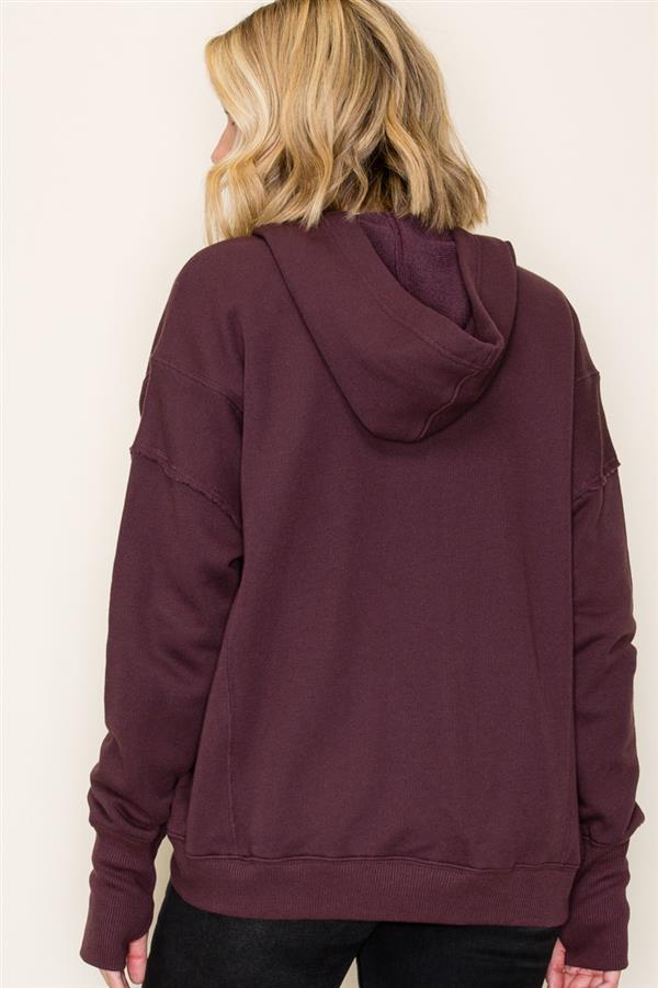 Dark Plum Button Down Long Sleeve With Pockets