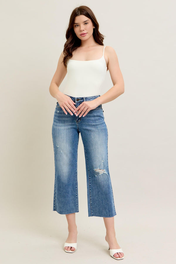 Harmony Distressed Wide Leg Denim