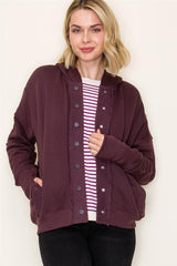 Dark Plum Button Down Long Sleeve With Pockets