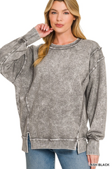Halo Washed F/ terry Exposed Seam Sweatshirt