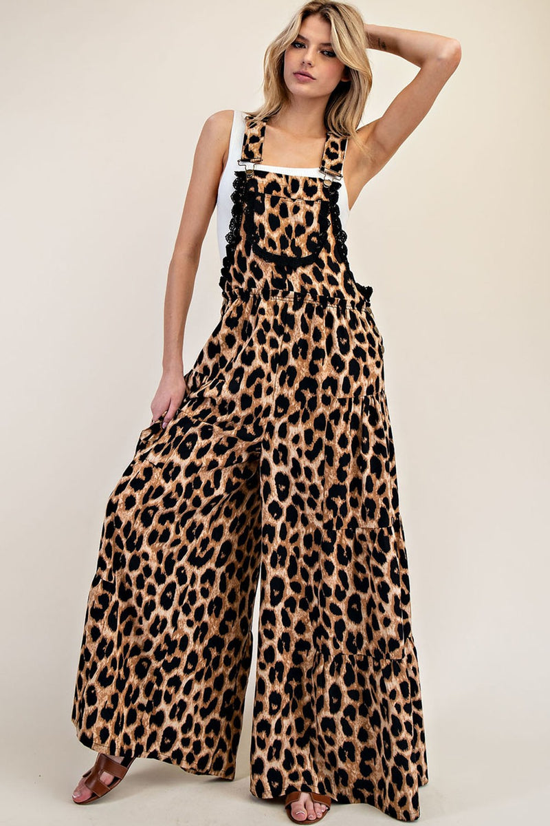 Cheetah Print Wide Leg Jumpsuit