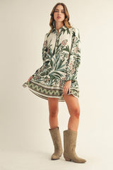 Floral Collard Tiered Dress