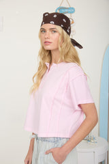 Boxy Henley Short Sleeve Knit Top