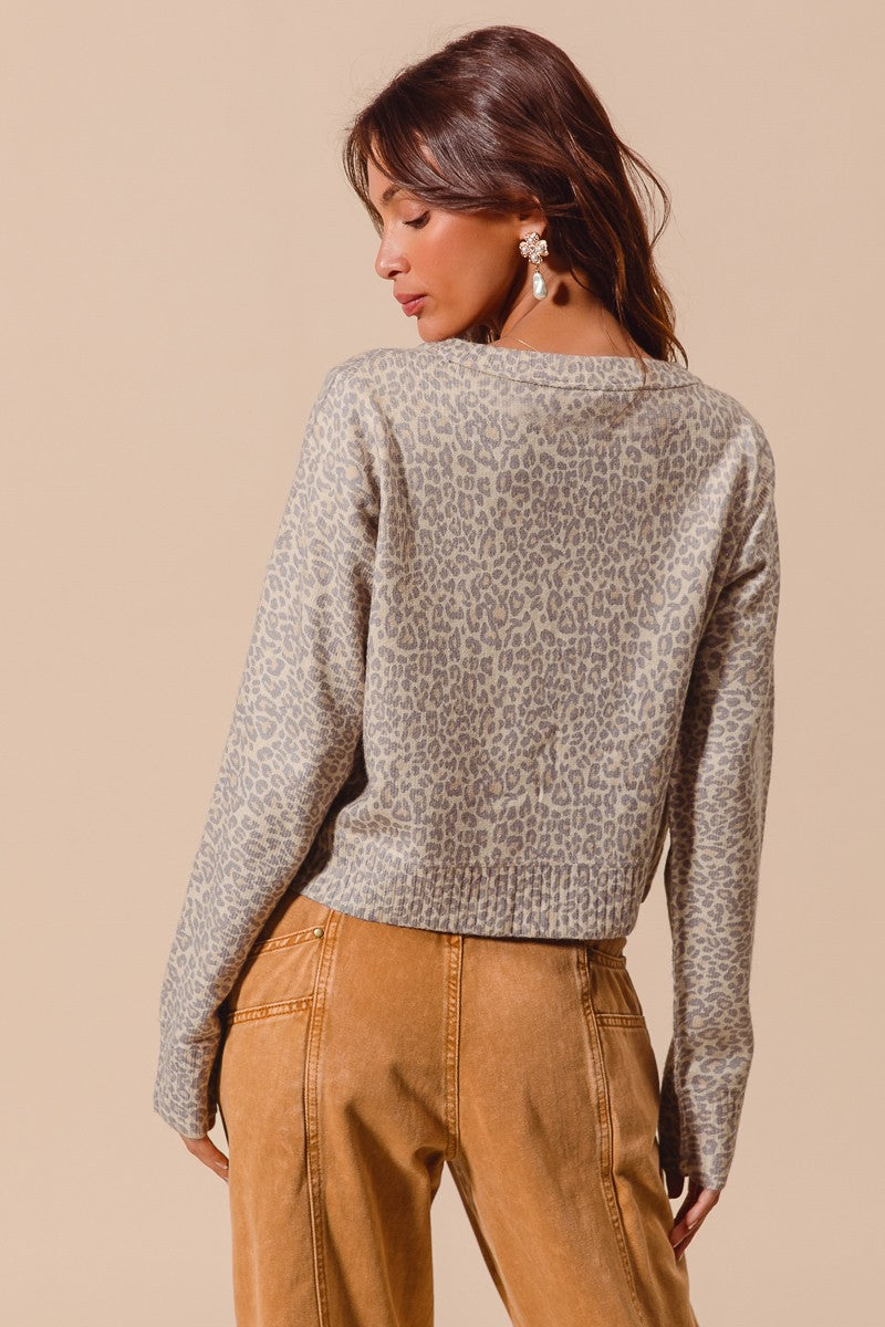 Oatmeal Leopard Print Cardigan