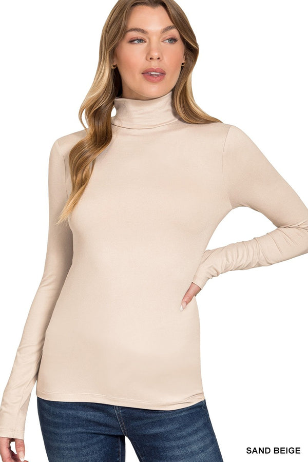 Microfiber Long Sleeve Mock Neck Top