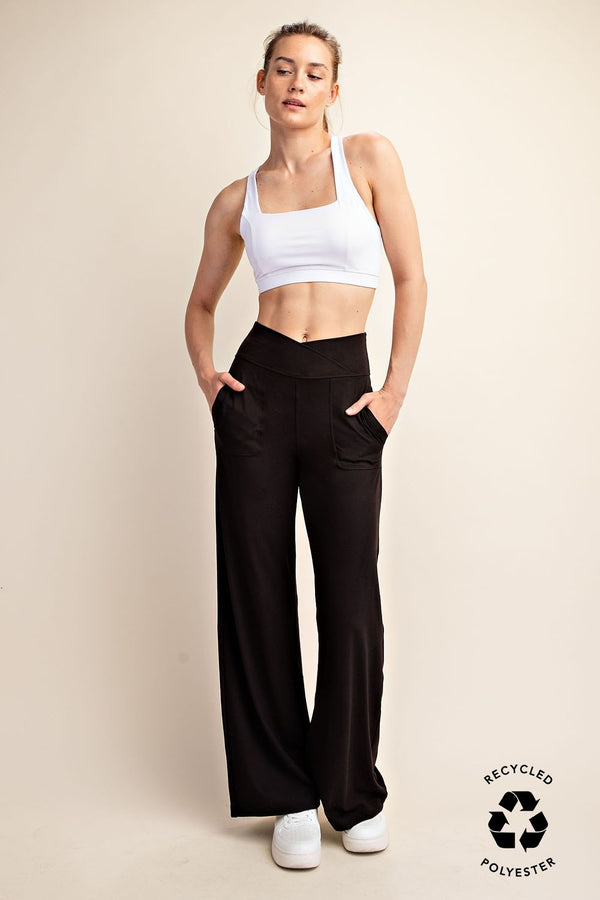 Black Recycled Butter V Waist Wide Leg Pant