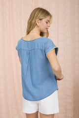 Chambray Edge Detail Short Sleeve
