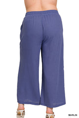 Curvy Woven Crepe Cropped Pants