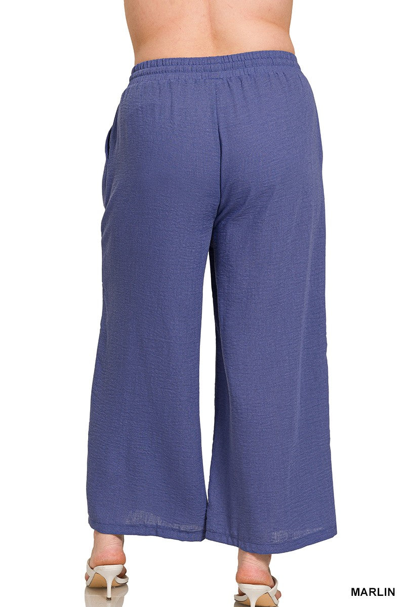Curvy Woven Crepe Cropped Pants