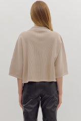 Stone Ribbed Collared Dolman Top