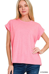 Cuffed Sleeve Basic Tee