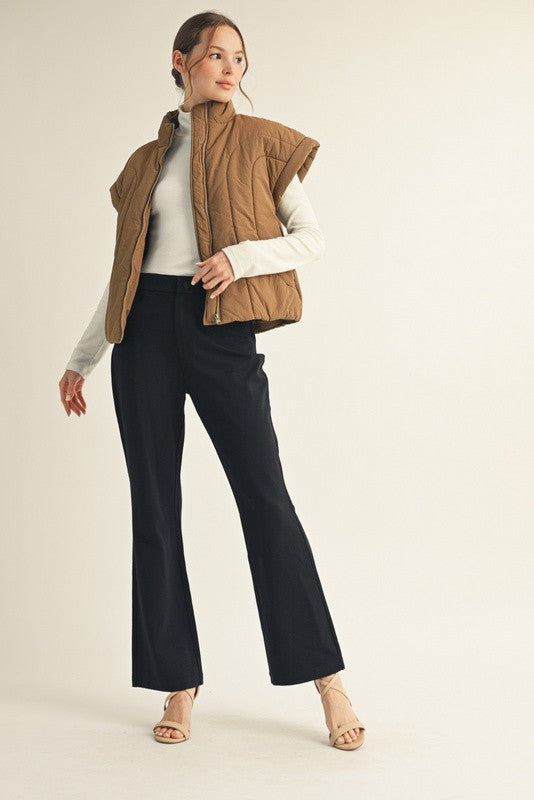 Black Solid Bootcut Pants