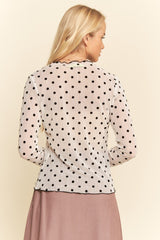 Curvy White Polka Dot Mesh Top