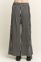 Curvy Black Stripe Wide Leg Pant