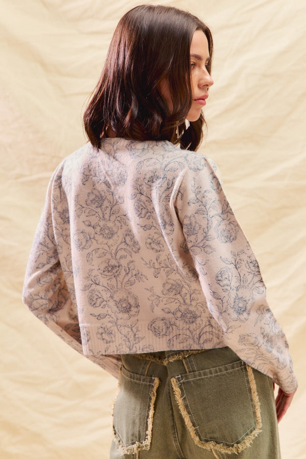 Floral Button Front Cardigan