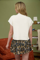 Mock Neck Pocket Detail Short Sleeve Sweater