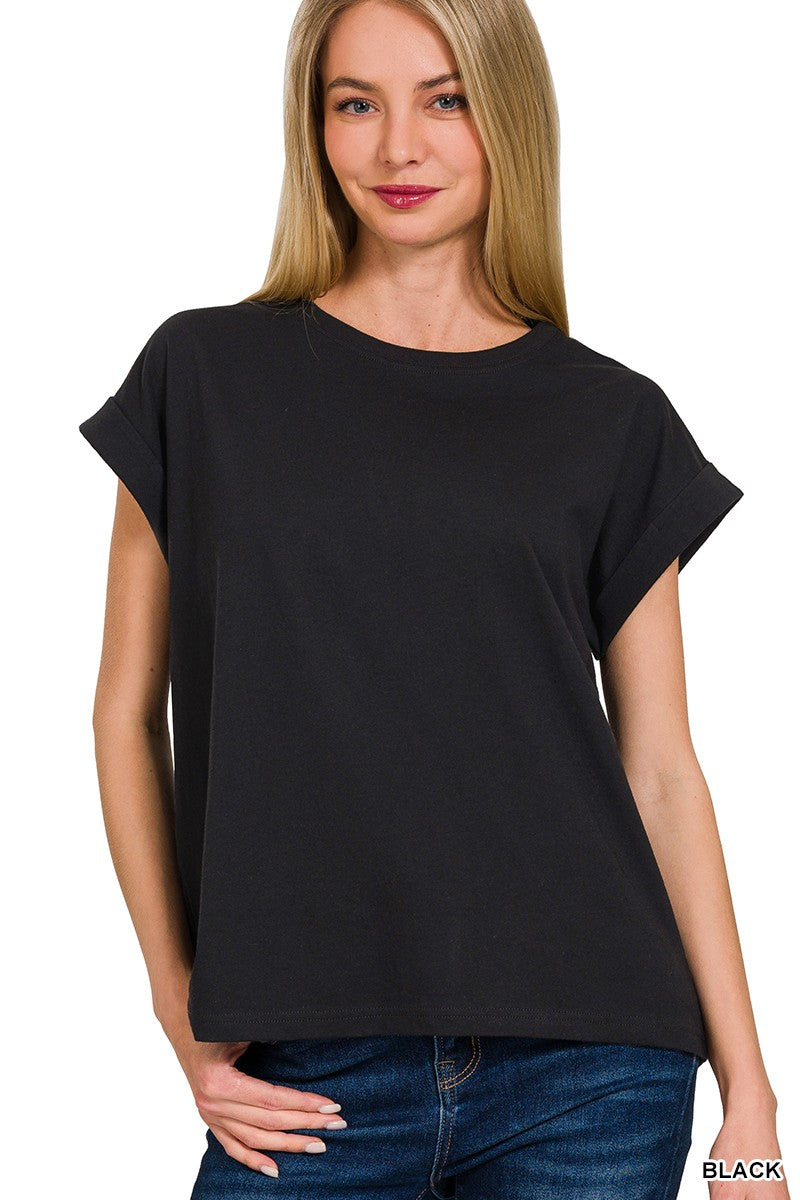 Cuffed Sleeve Basic Tee