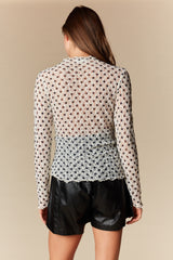 Ivory and Black Polka Dot Lace Sheer Top
