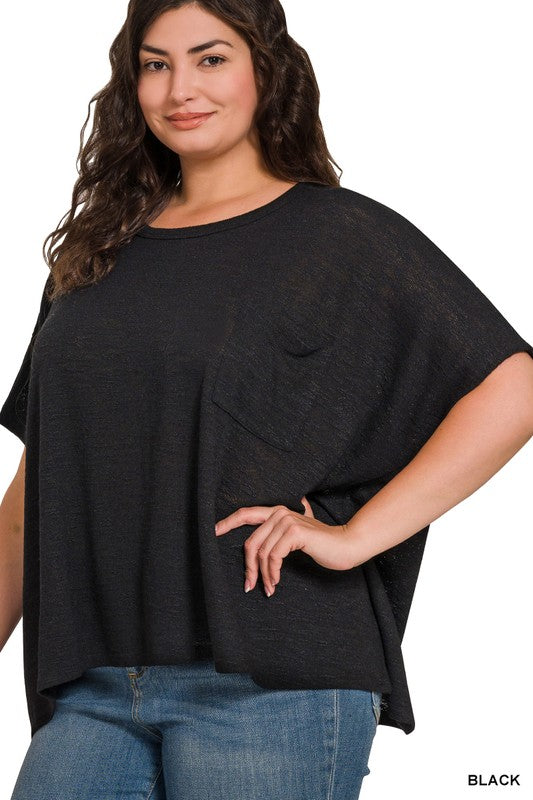 Curvy Dolman Sleeve Lightweight Sweater Top