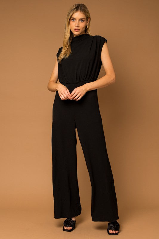 Black High Neck Sleeveless Jumpsuit