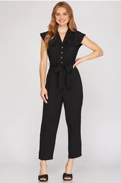 Collared Button Detail Jumpsuit