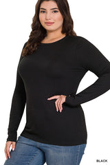 Curvy Soft Basic Long Sleeve Top