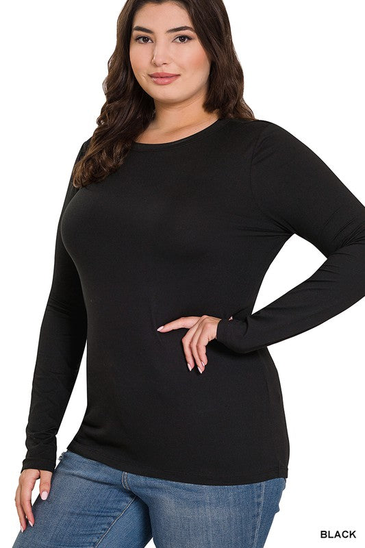 Curvy Soft Basic Long Sleeve Top