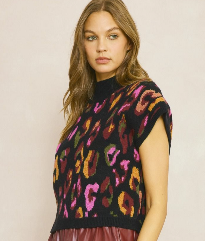 Multi Color Leopard Print Sweater