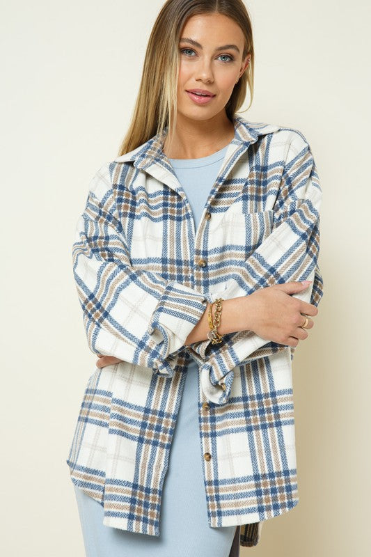 Denim Blue Plaid Shacket