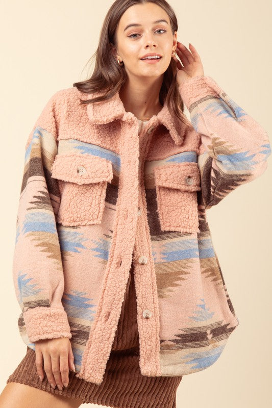Aztec Fleece Detail Shacket