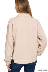 Sand Beige Distressed Frayed Hem Cropped Jacket