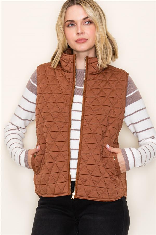 Polar Collar Zip Front Quilted Vest