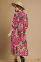 Boho Paisley Tiered Midi Dress