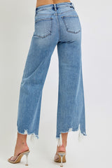 Natalie High Rise Crop Jeans with Wide Step Hem
