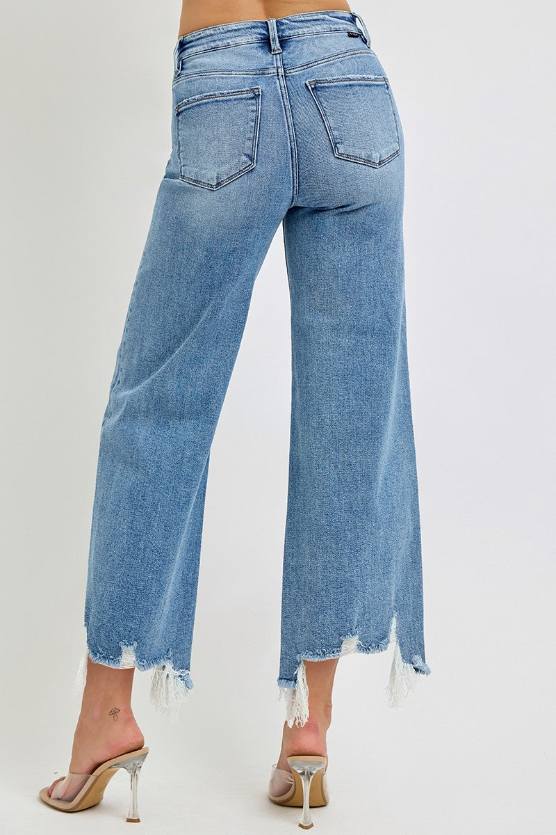 Natalie High Rise Crop Jeans with Wide Step Hem