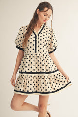 Black Tiered Polka Dot Dress