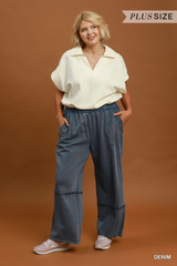 Curvy Terry Mineral Wash Wide Pants