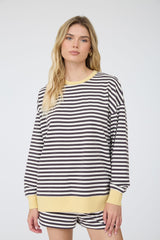 Charcoal Striped Boxy Knit Top
