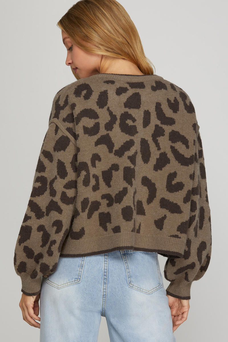 Leopard Long Sleeve Tied Cardigan
