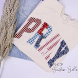 Cream Applique Patchwork Pray Tee