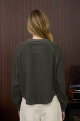 Charcoal Ribbed Mock Neck Snap Detail Top