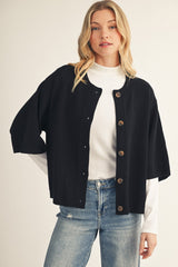 Black Button Down Soft Cardigan