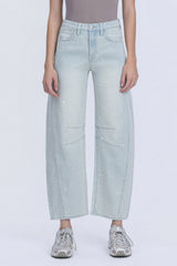 Crosbys's High Rise Strped Paint Spash Barrel Jeans